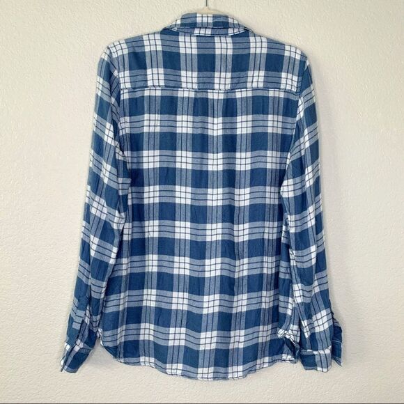 Bongo Women’s Size Large Blue Plaid Button Down Shirt - Picture 5 of 11
